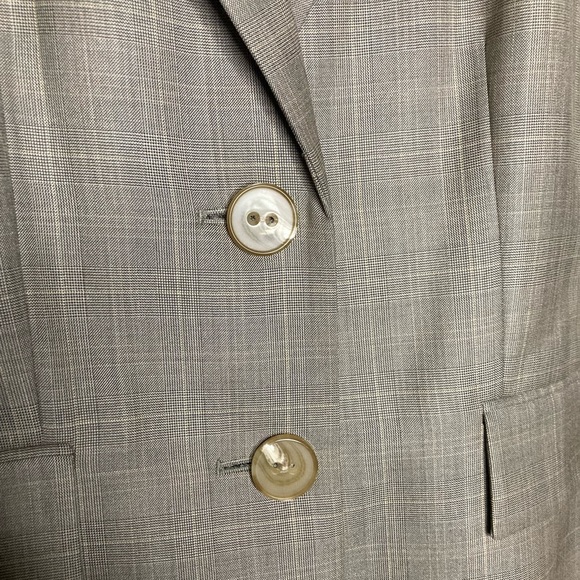 NWOT y2k Tan plaid button up blazer petite - Picture 3 of 6